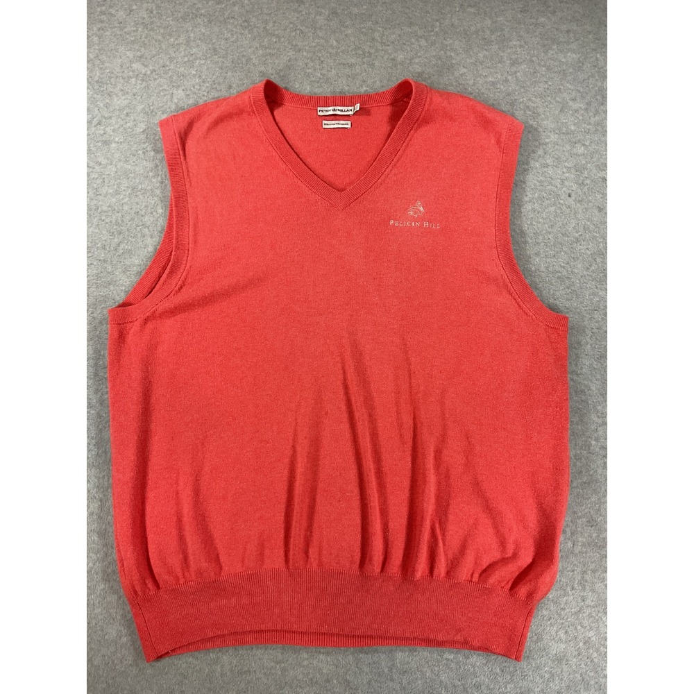 Peter Millar Mens Lg Coral Cotton Cashmere V-Neck Sweater Vest Pelican Hill 2726